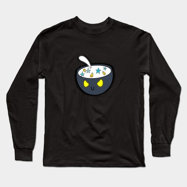 Jack O Lantern Cereal Bowl Halloween Trick Or Treat Graphic Illustration Novelty Long Sleeve T-Shirt by MaystarUniverse